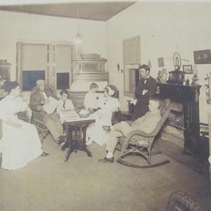 Original Photograph Antique Circa Late 1800's // Homestead Family Room Children House Living Room Black White 7" x 5" Cardboard Backing
