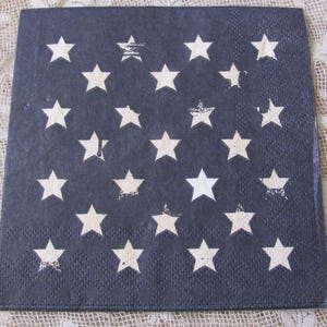 3 Blue Stars USA American 4th July Tovaglioli di carta per collage decoupage Paper Arts // 3 strati - 10" pollici 13 cm quadrati // Il prezzo è per 3 tovaglioli