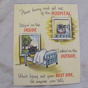 Carte de voeux vintage - Get Well Hospital // Secours, réutilisation, recyclage, réutilisation * expédition au tarif lettre gratuite *