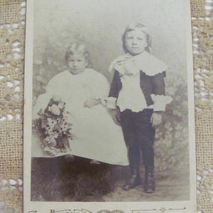Original Photograph Antique Circa Dated 1896 // Photo of Children Brother Sister // RPPC CDV Cabinet Card 19th Century
