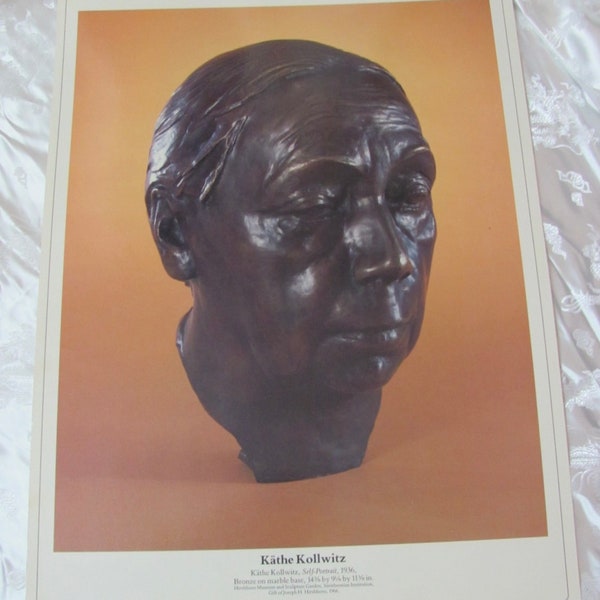 Kathe Kollwitz - Self Portrait Bronze Photograph // Laminated Large Fine Art Poster Print Famous Artwork Painting // 18" x 24" // Many more!