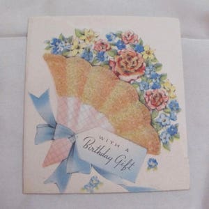 Greeting Note Card - Vintage Birthday Gift Card with Envelope - Unused 1940&#39;s