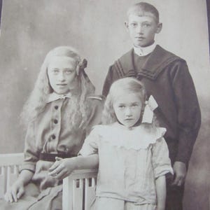 Original Photograph Antique Circa Late 1800's // Children Boy Girl Portrait Victorian Edwardian CDV Cabinet Card Mounted Photo