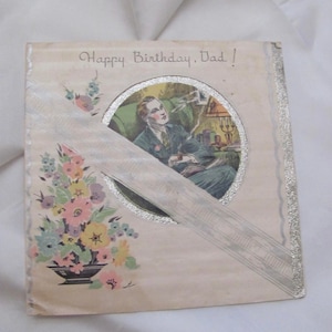 Happy Birthday Dad Card Art Deco - Gebruikt jaren 1930 - Vintage Retro Wenskaart escue Hergebruik Recyclen Hergebruiken *Gratis verzending per brief*