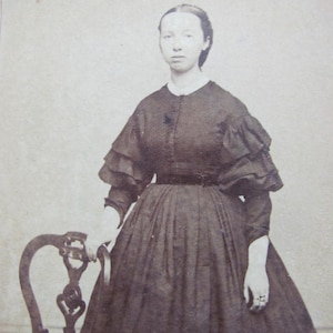 Original Photograph Antique Circa Late 1800's // Woman Black Dress Portrait Victorian Edwardian CDV Cabinet Card Mounted Photo