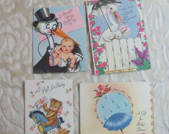 Een cadeau voor nieuwe babykaarten Lot - Gebruikte vintage jaren 1950 - Kleine cadeaubonnen