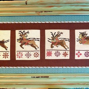 Rudolph Reindeer and Sleigh cross stitch pattern  by Lauralei- digital or paper copy