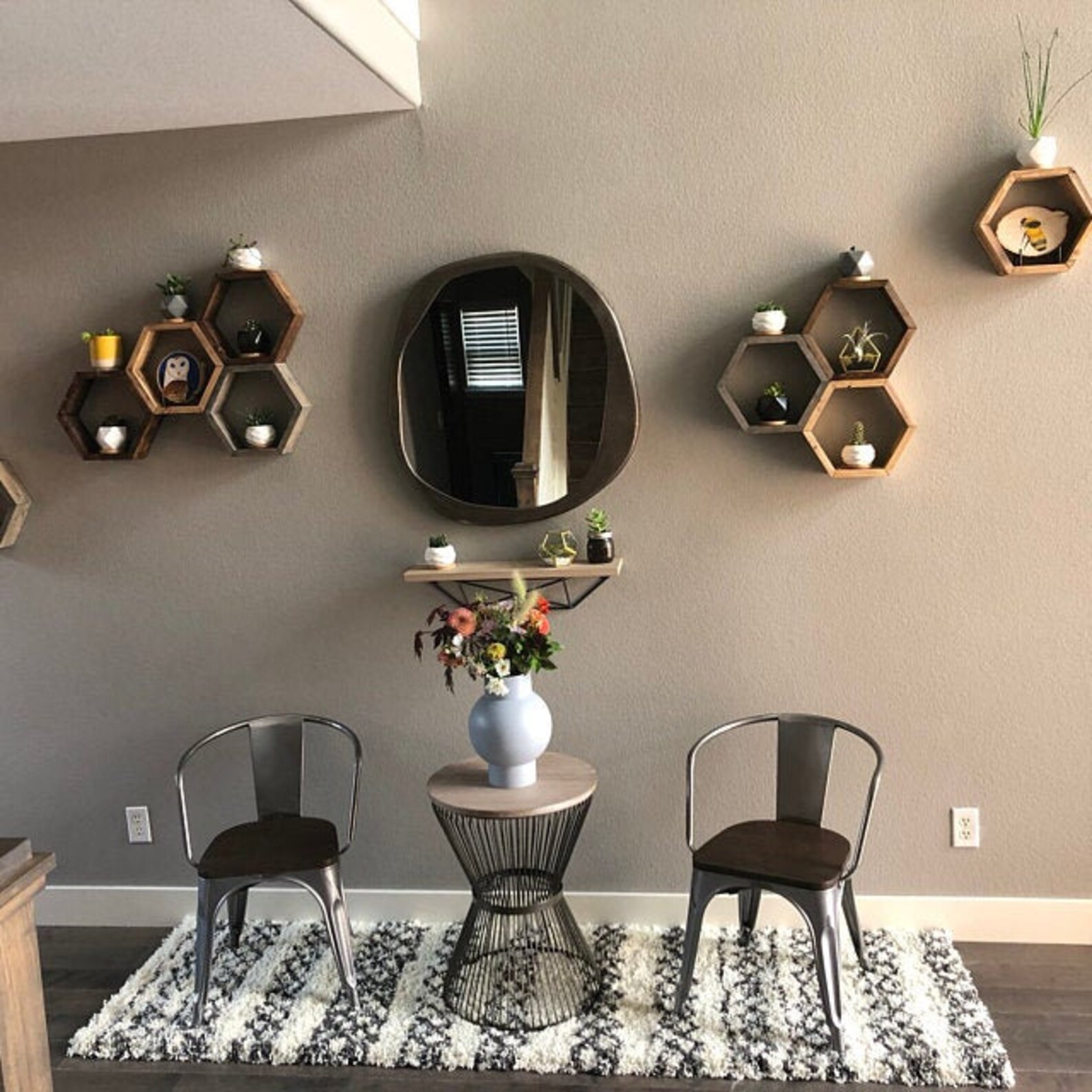 Hexagon Wood Shelf Set of 3 Etsy