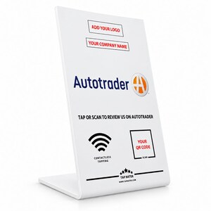 Tap Rater Custom NFC & QR Review Stand for Autotrader, Personalized Logo and Name