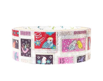 Budgie Budgerigar Parakeet Cockatiel Silver Glitter Japanese Washi Tape