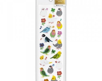 Bird & Flower Stickers with Glitter Accent Java Sparrow Cockatiel Budgie Budgerigar Parakeet Lovebird