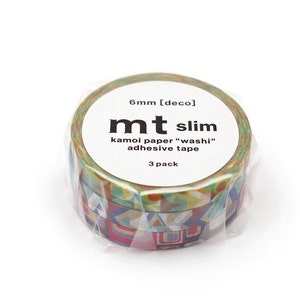 Cinta washi japonesa retro mt slim deco de 6 mm (3 rollos)