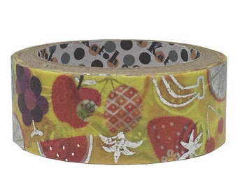 Fruits  Silver Glitter Japanese Washi Tape Shinzi Katoh Design