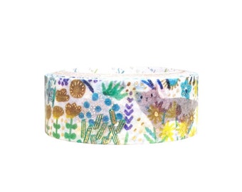 Cat Garden Gold Glitter Japanese Washi Tape Masking Tape Shinzi Katoh Design