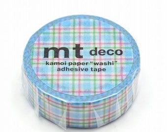 mt deco Colorful Gingham Check Blue Japanese Washi Tape