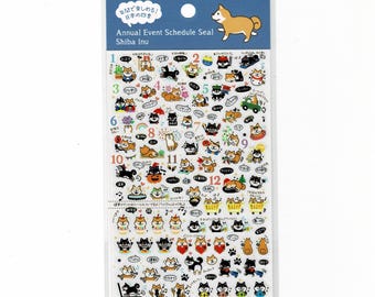 Shiba Inu  Dog Schedule Stickers with Gold Accent