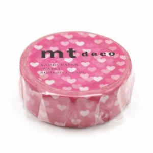 Cinta adhesiva japonesa washi con diseño de corazón y lunares de mt deco