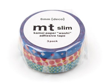 mt slim deco Moire Japanese Washi Tape 6mm 3 Rolls