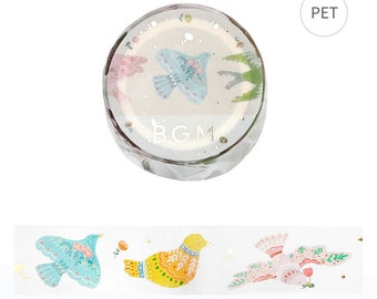 Bird Embroidery Transparent PET Deco Tape