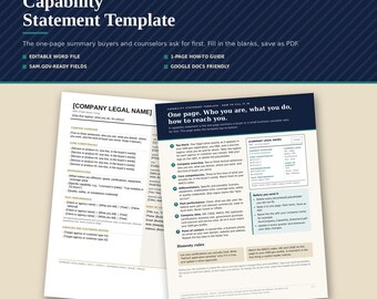 Sjabloon voor een competentieverklaring, bewerkbaar Word-document (Docx), overheidscontracten (één pagina), kleine onderneming van een veteraan, digitale download