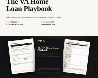 Handleiding voor VA-hypotheken, koopgids voor veteranen, werkbladen voor recht op COE-financieringskosten, printbare PDF, digitale download