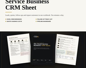 CRM-spreadsheet voor kleine dienstverlenende bedrijven, lead-, offerte- en orderopvolgingsprogramma, Excel-sjabloon, klanttracker voor aannemers, digitale download