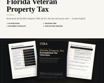 Gids voor belastingvrijstellingen op onroerend goed in Florida voor veteranen, handleiding voor vrijstelling van onroerendgoedbelasting voor gehandicapten, printbare PDF, digitale download