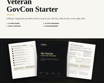 Handleiding voor veteranen bij GovCon, SAM.gov-registratie en SBA VetCert stapsgewijs, voor veteranen met een dienstgerelateerde handicap, printbaar PDF-bestand, digitale download