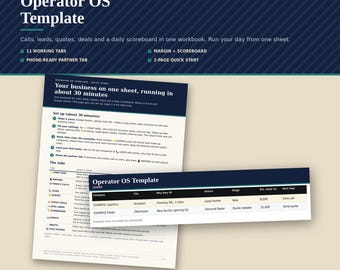 Operator OS Small Business Dashboard Spreadsheet, Leads, Offertes, Oproepen Tracker, Excel Google Sheets Sjabloon, Digitale Download