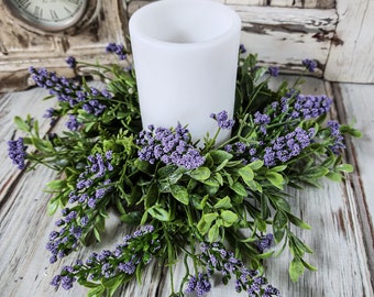 Lavender Flower Easter Spring Pillar Candle Ring