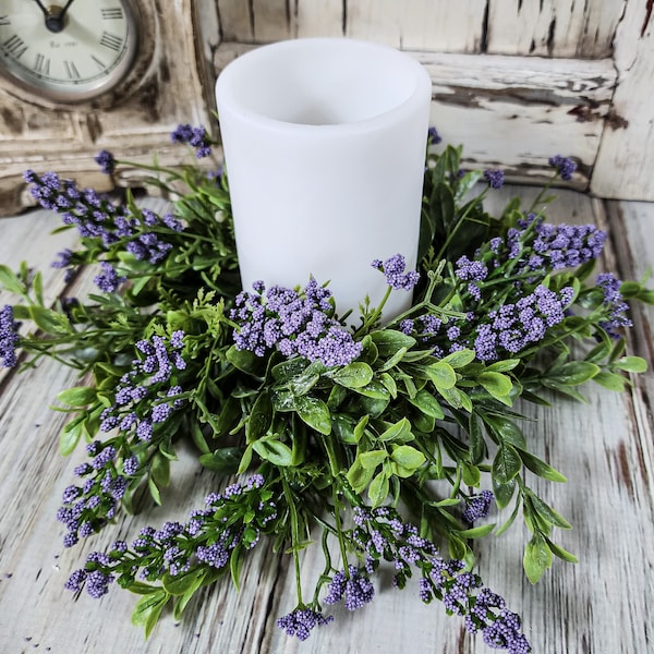 Lavender Flower Easter Spring Pillar Candle Ring