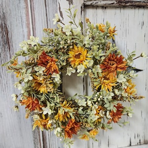 Autumn Garden Fall / Autumn Flowers Small Wreath / Large Pillar Candle Ring