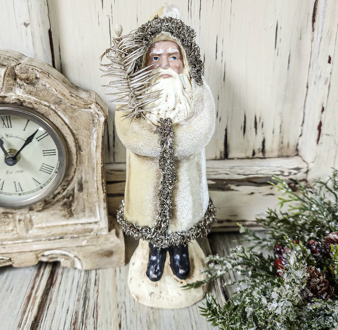 Ivory Velvet 8 Belsnickel German Santa Christmas Holiday Figure Etsy