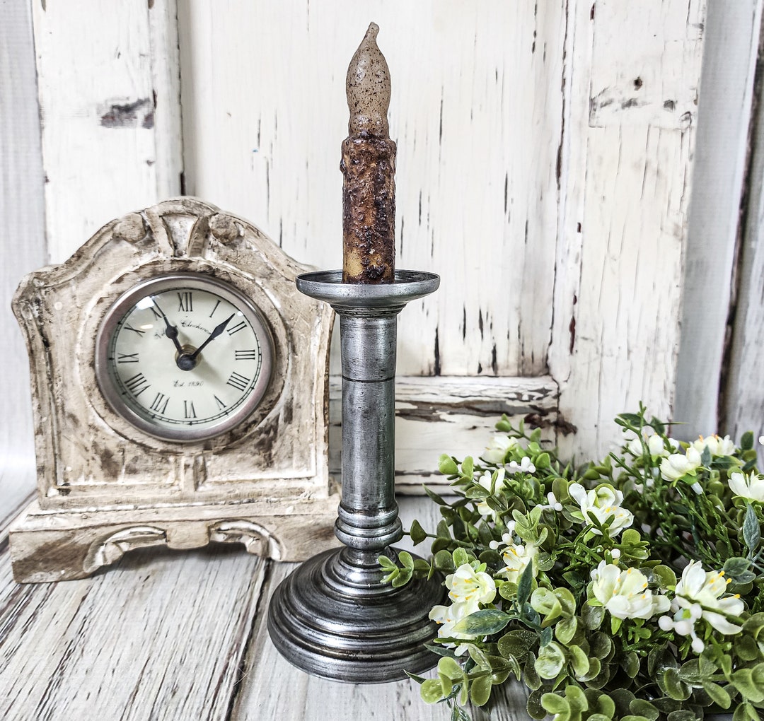Tall Metal Candlestick Taper Candle Holder Farmhouse Cottagecore Decor
