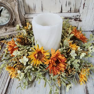 Autumn Garden Fall / Autumn Flowers Pillar Candle Ring