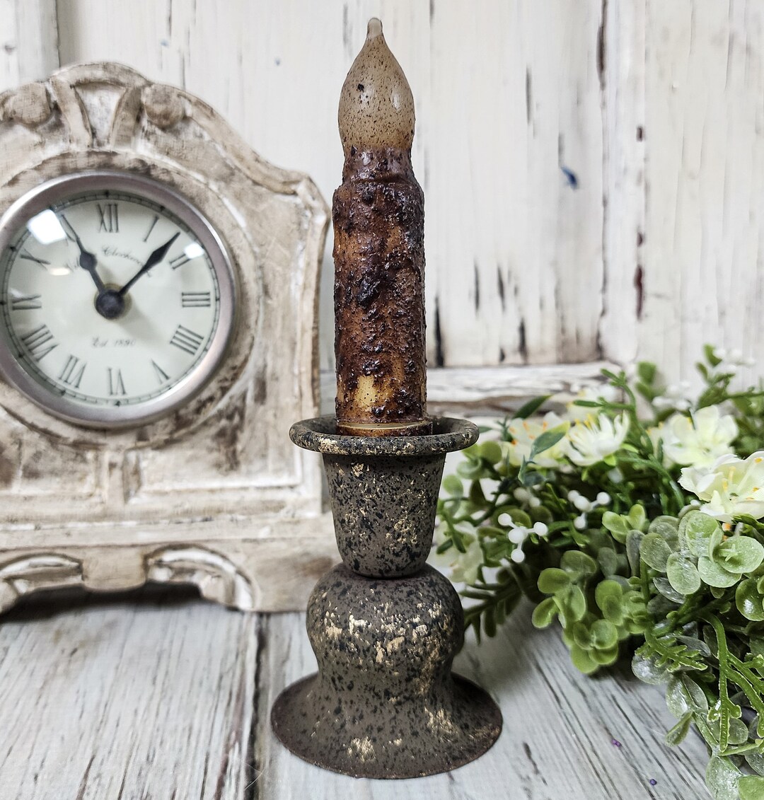 Distressed Gold Fleck Taper Candle Holder Etsy