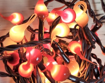 Harvest Glow Silicone Dipped Lights, 100 ct. Fall String Lights, Red Orange & Gold Rustic Lights, Autumn Farmhouse Decor