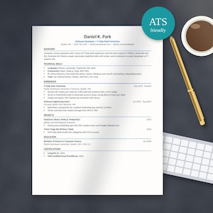 ATS-Friendly Software Developer Resume Kit, IT Help Desk Cover Letter (Digital Download)