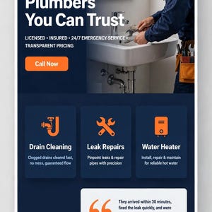 Plumber WordPress Theme, Kadence Child Theme for Plumbers & HVAC, Tap-to-Call Contractor Website Template, Service Business
