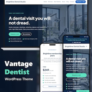 Dentist WordPress Theme, Dental Clinic Website Template, Family Dentistry Practice, New Patient Form, Membership Plans, Kadence