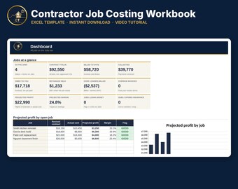 Modello Excel per la contabilità dei costi di progetto per appaltatori / Foglio di calcolo per preventivi di costruzione / Strumento di monitoraggio delle varianti / Margine di profitto / Video tutorial