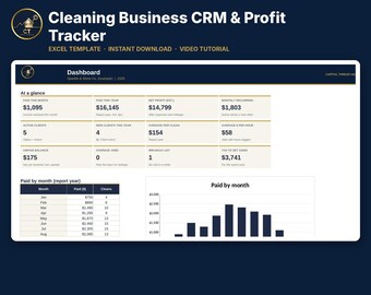 Modello CRM Excel per imprese di pulizie / Gestione clienti / Entrate ricorrenti / Calcolatore prezzi / Pianificatore di percorsi / Video tutorial