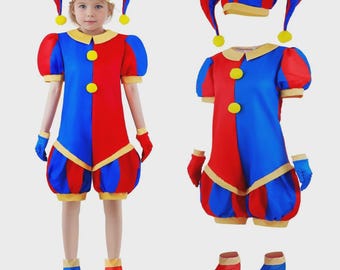The Amazing Digital Circus Pomni Costume For Kids/Adult Cosplay Hat Glove Set
