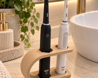 Minimalist Modern Electric Toothbrush Holder for 2, Bathroom Counter Organizer