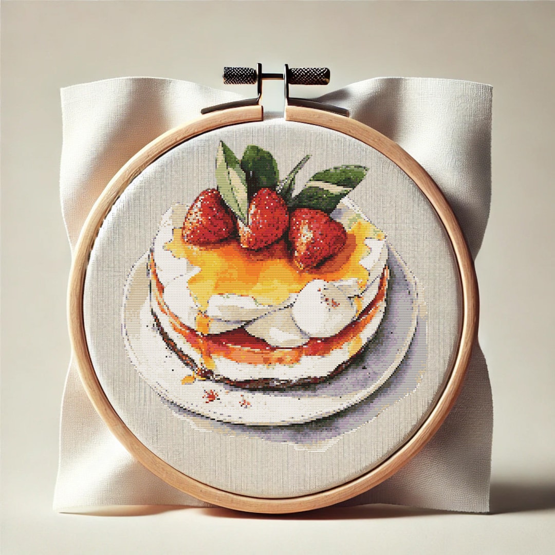 Strawberry Cake Cross Stitch Pattern: Easy DIY Food Stitching (PDF) - Etsy
