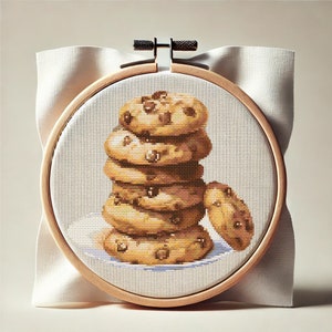 Chocolate Chips Cookies Cross Stitch Pattern PDF | Modern DIY Food Stitching for Kitchen Decor | Christmas cookies