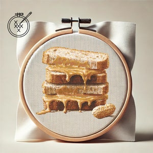 Peanut Butter Sandwich| Modern Cross Stitch Pattern (PDF) | Easy to Follow | Diy Food stitching | Cross stitch for kitchen |DMC Threads