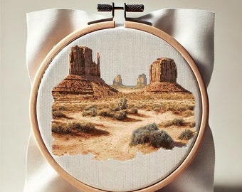 Arizona Landscape Cross Stitch Pattern: Desert Nature Scene (PDF)
