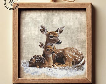 Mother and Baby Deer (PDF) | Baby room decor | Easy to Follow | Animal Lover | Keeper & Markup R-XP Compatible |DMC Threads
