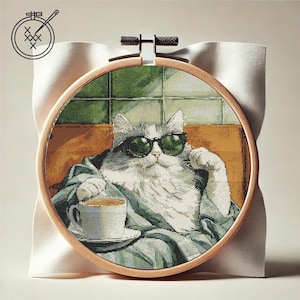 Cat Daily Routine Cross Stitch Pattern PDF | Cat Lover, Spa cat,  Design for Pattern Keeper & Markup R-XP | DMC Threads Included